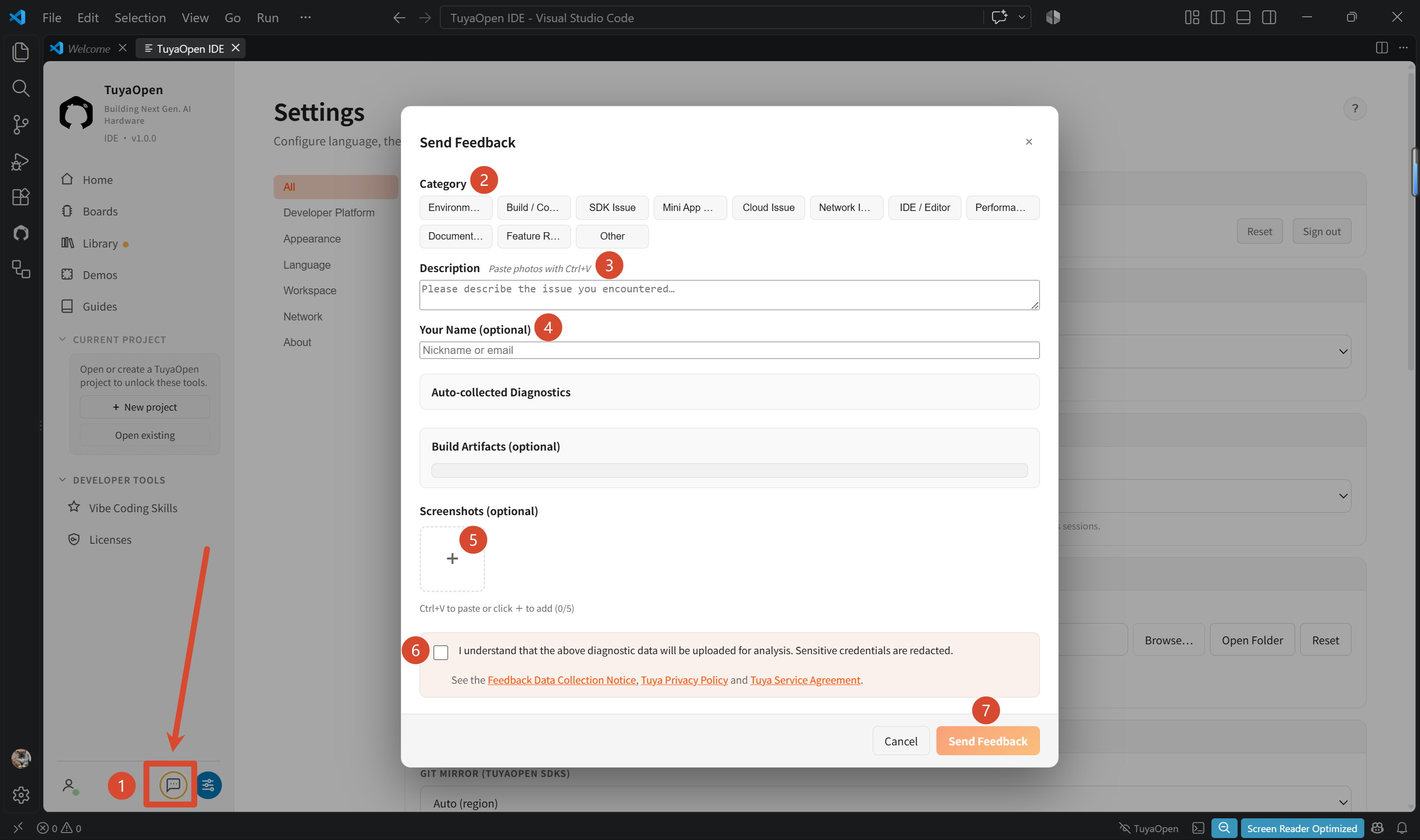 IDE feedback form