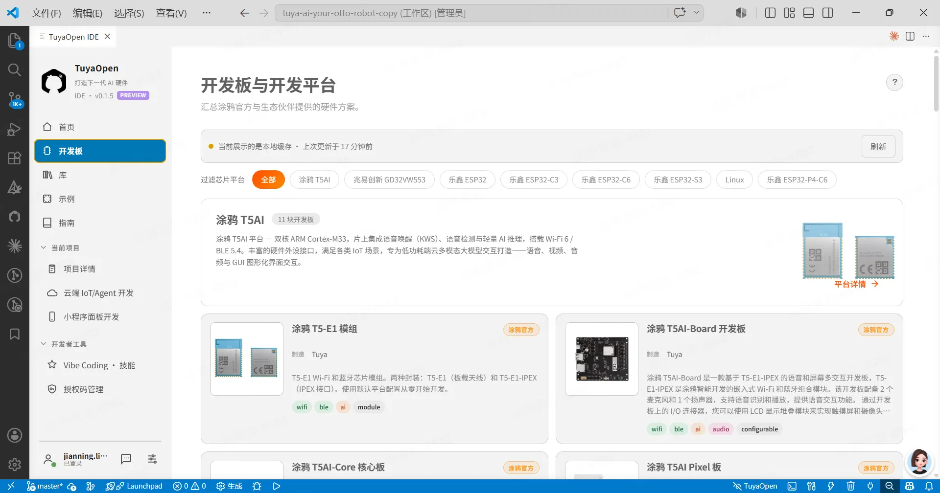 IDE 活动栏中的��开发板图标