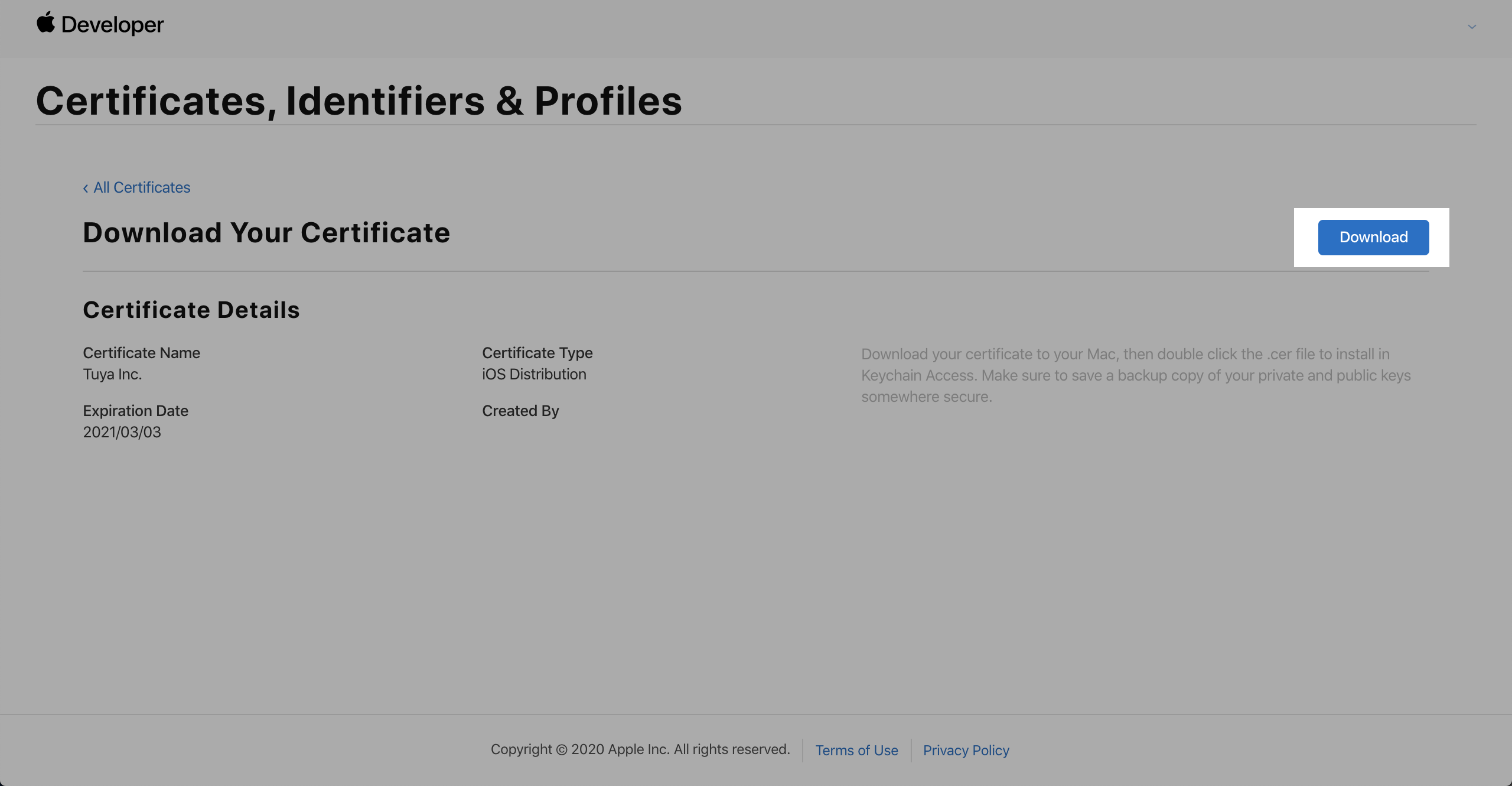 Download Apple Developer Certificate