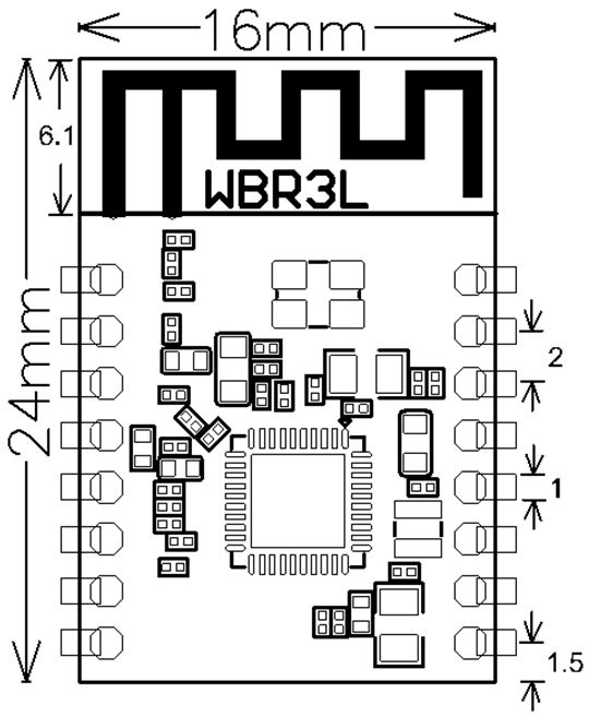 Diagram of mechanical dimensions of WBR3L