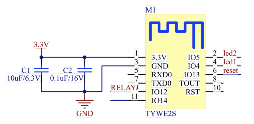 Typical application diagram of TYWE2S