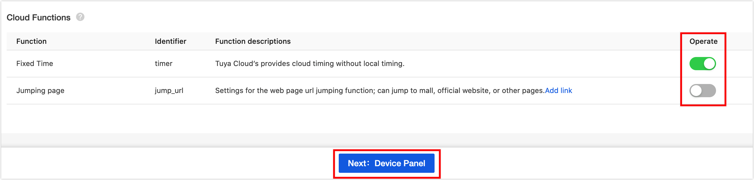 Select cloud functions