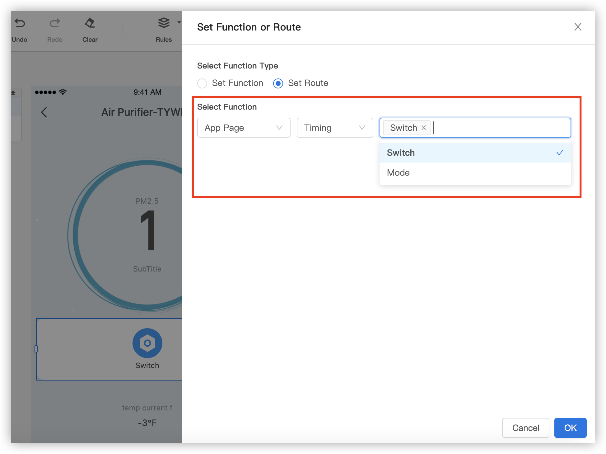 Select the timing function