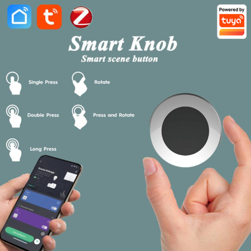 ZigBee Smart Knob Switch Wireless Scene Button Battery Powered Automation Scenario Controller Work with Alexa