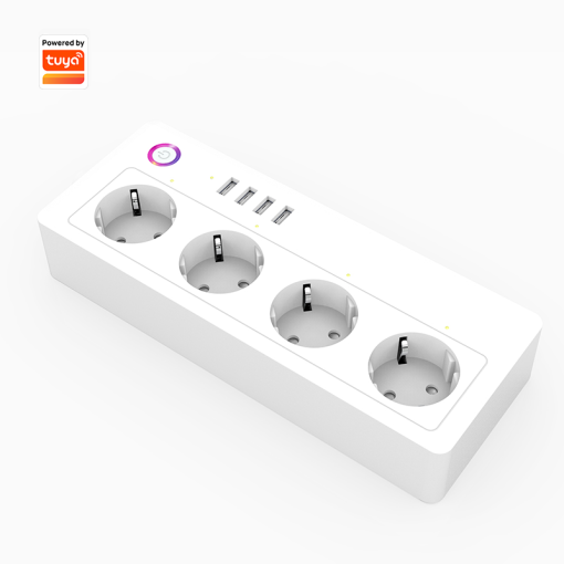 UEMON Smart Home Tuya APP Timer Voice Control EU Standard Power Strip With USB Slot & 4 Outlets