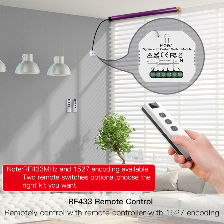 WiFi Curtain Light SwitchWireless RF433 Smart Curtain Motor Switch – MOES