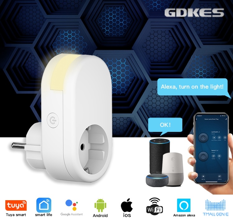 GDKES Wi-Fi+BLE EU Plug with Dimmable Night Light