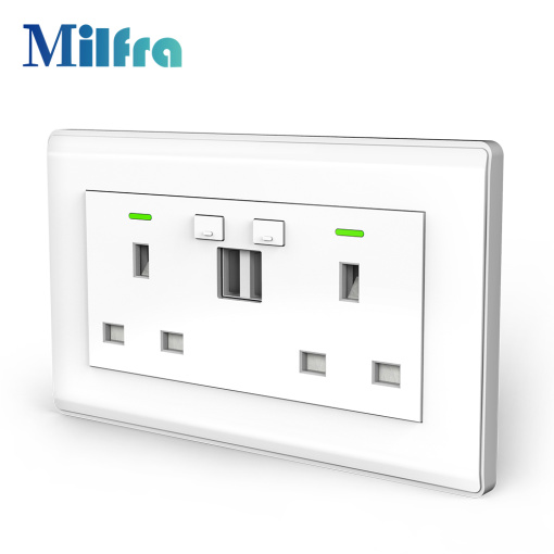 UK Smart Wall Socket With Double USB