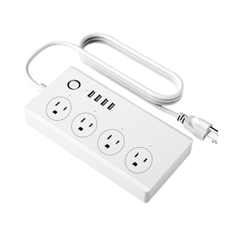 US Wi-Fi Power Strip Extension Lead with 4 USB Ports Desktop Power Strip Smart Charging Station 3 Outlets 