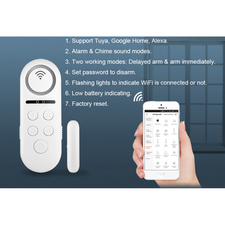 Smart Wi-Fi Door Contact Magnetic Sensor Alarm Set Password